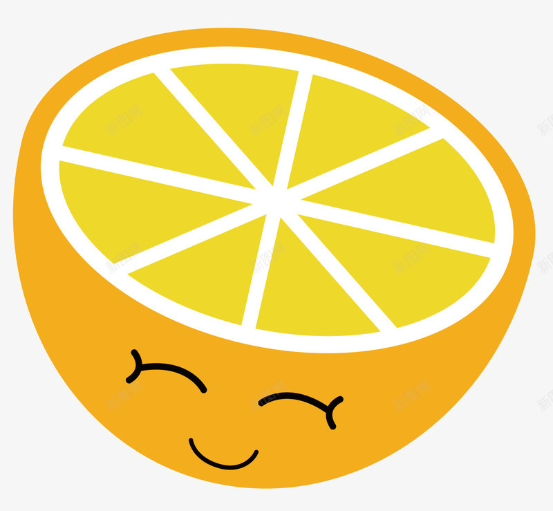 半个切开的金黄色的柠檬矢量图ai免抠素材_88icon https://88icon.com 微笑的水果 柠檬 水果蔬菜 白色的分割线 金黄色的食物 矢量图