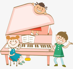弹钢琴的孩子素材