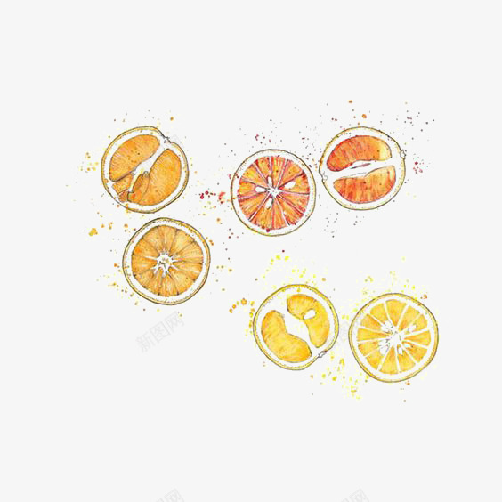水彩橙子切片png免抠素材_88icon https://88icon.com 创意水果 果汁 柠檬免扣元素 柠檬切片 橙子