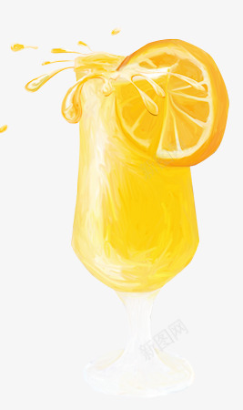 手绘黄色橙汁png免抠素材_88icon https://88icon.com 手绘 柠檬片 橙汁 黄色