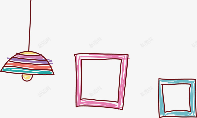 照片墙png免抠素材_88icon https://88icon.com 吊灯 彩色 相框