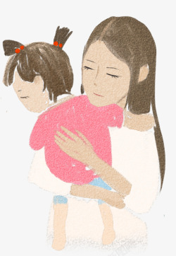 妈妈抱孩子购物母亲节插图手绘简笔画妈妈抱着孩高清图片
