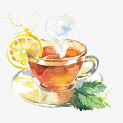 柠檬味道的茶饮料素材