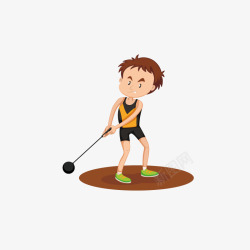 手绘卡通装饰打高尔夫球的男孩子素材