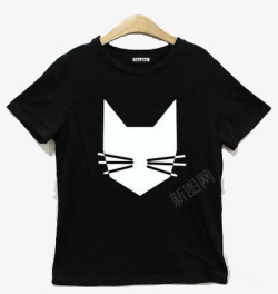 原宿bf风潮牌猫咪短袖T恤高清图片