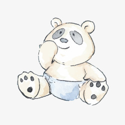 卡通水彩熊猫宝宝矢量图素材