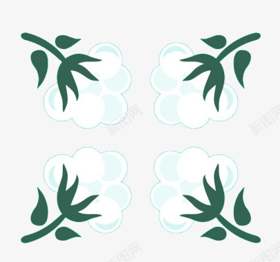 植物图标手绘棉花枝图标图标