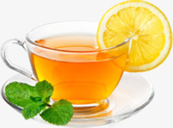 黄色柠檬茶饮料树叶惬意素材