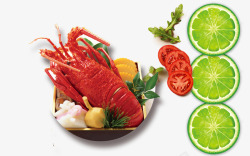 红色大龙虾蔬菜装饰素材