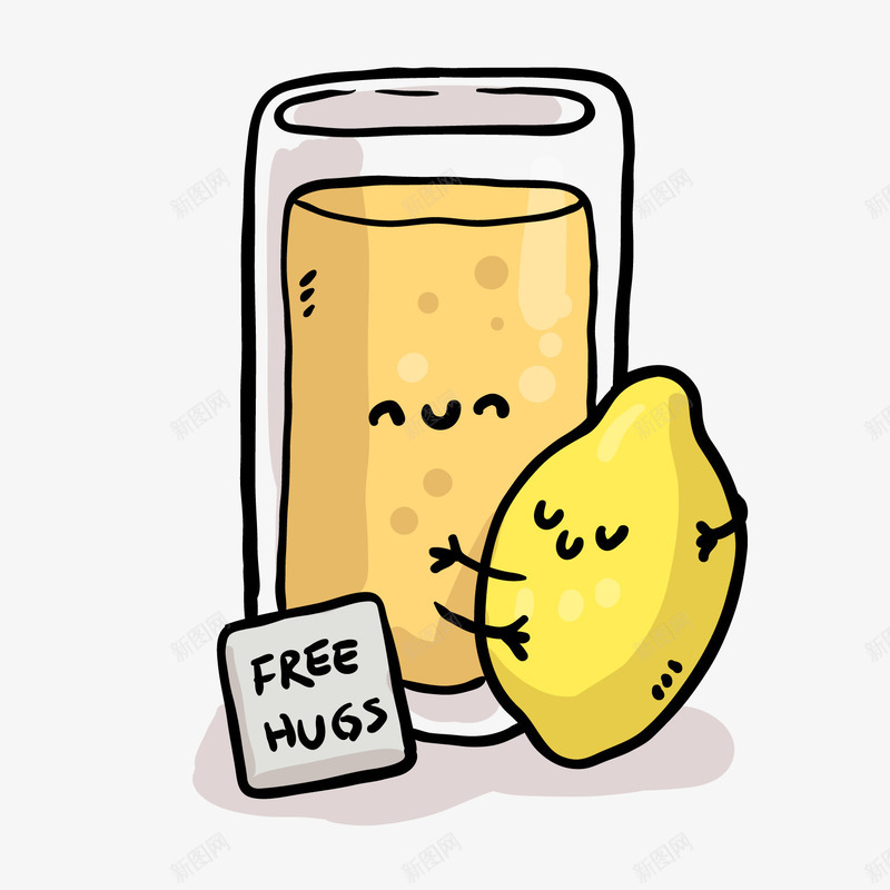 黄色卡通柠檬汁png免抠素材_88icon https://88icon.com 卡通柠檬汁 可爱表情 玻璃杯 背景装饰 黄色果汁 黄色柠檬