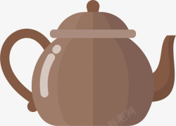深褐色卡通茶壶矢量图素材