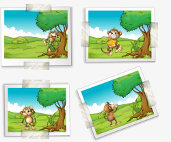 卡通猴子照片墙矢量图素材