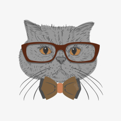 卡通戴眼镜的猫矢量图素材