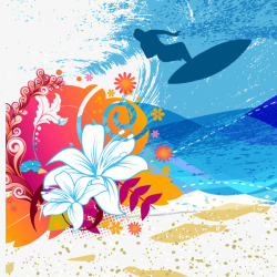沙滩冲浪花纹背景装饰素材