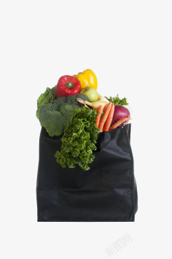 黑色购物袋和蔬菜素材