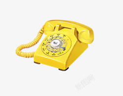 柠檬黄复古电话机素材