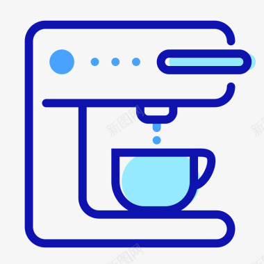蓝色手绘圆弧咖啡机元素图标图标