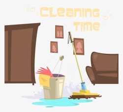 拖布家庭清扫卫生插画矢量图高清图片
