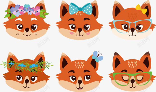 创意动物头像创意狐狸头像矢量图图标图标