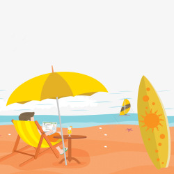 夏日沙滩度假插画矢量图素材