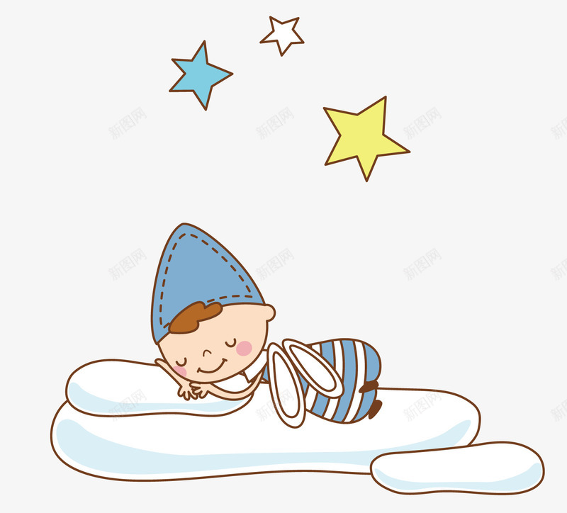 可爱的孩子png免抠素材_88icon https://88icon.com 可爱的孩子 戴帽子的孩子 星星 睡觉的孩子 睡觉的宝宝 矢量素材