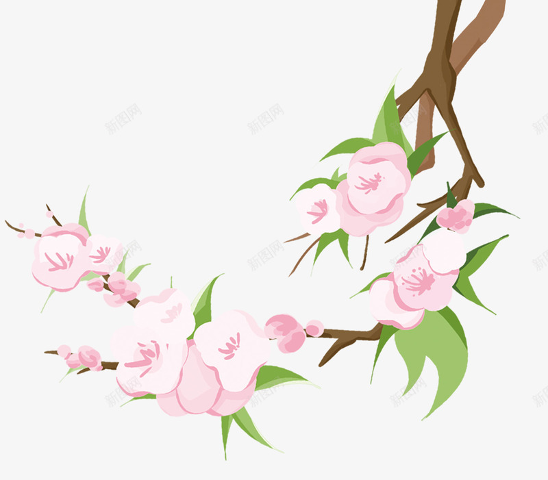 粉色的桃花枝png免抠素材_88icon https://88icon.com png图形 树叶 桃花 植物 装饰