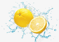 柠檬块在水里的柠檬块高清图片