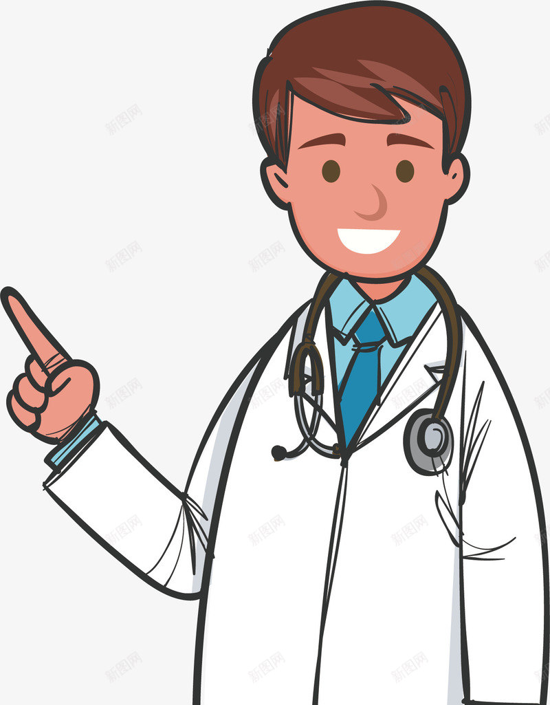 手绘医生形象矢量图eps免抠素材_88icon https://88icon.com 伸出手指 医生 医疗 手绘医生 男医生 矢量png 矢量图