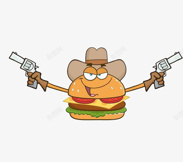 拿着手枪的汉堡png免抠素材_88icon https://88icon.com 卡通 吃饭 多层堡 夹层 快餐 手枪 汉堡 美味 美食 肉 脂肪 面包 食物 鲜虾堡