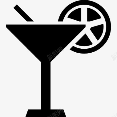 鸡尾酒与柠檬片图标图标