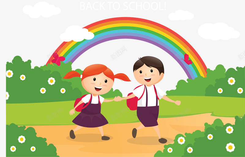 手拉手去上学的孩子矢量图ai免抠素材_88icon https://88icon.com 上学 上学的孩子 开学季 手拉手 拉手上学 矢量png 矢量图