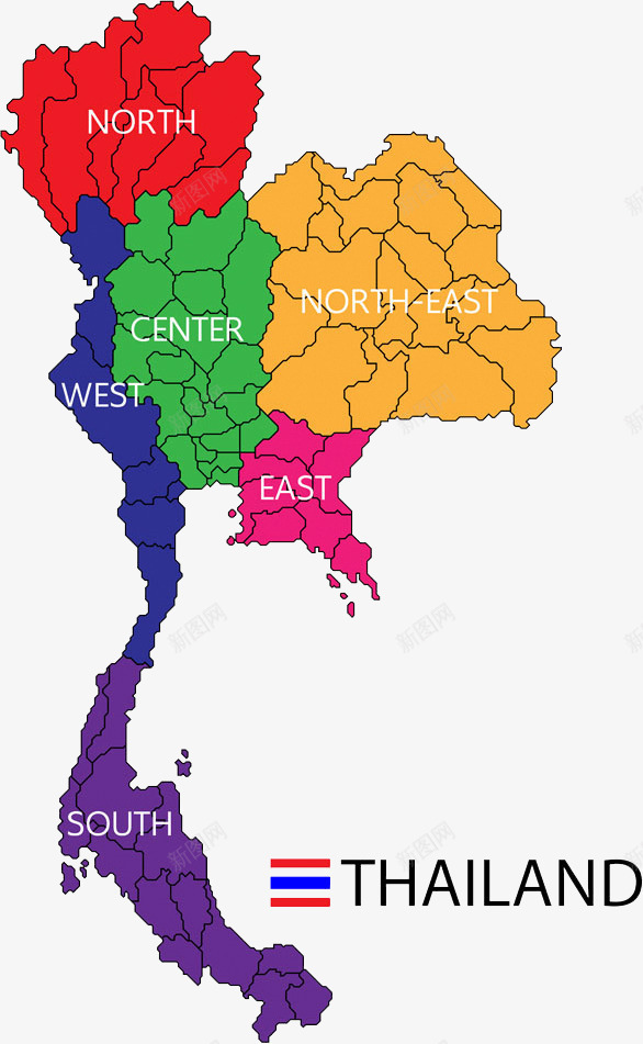 现代彩色卡通泰国地图png免抠素材_88icon https://88icon.com 地图 彩色 泰国地图 装饰图案