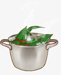 大锅美食吃粽子高清图片