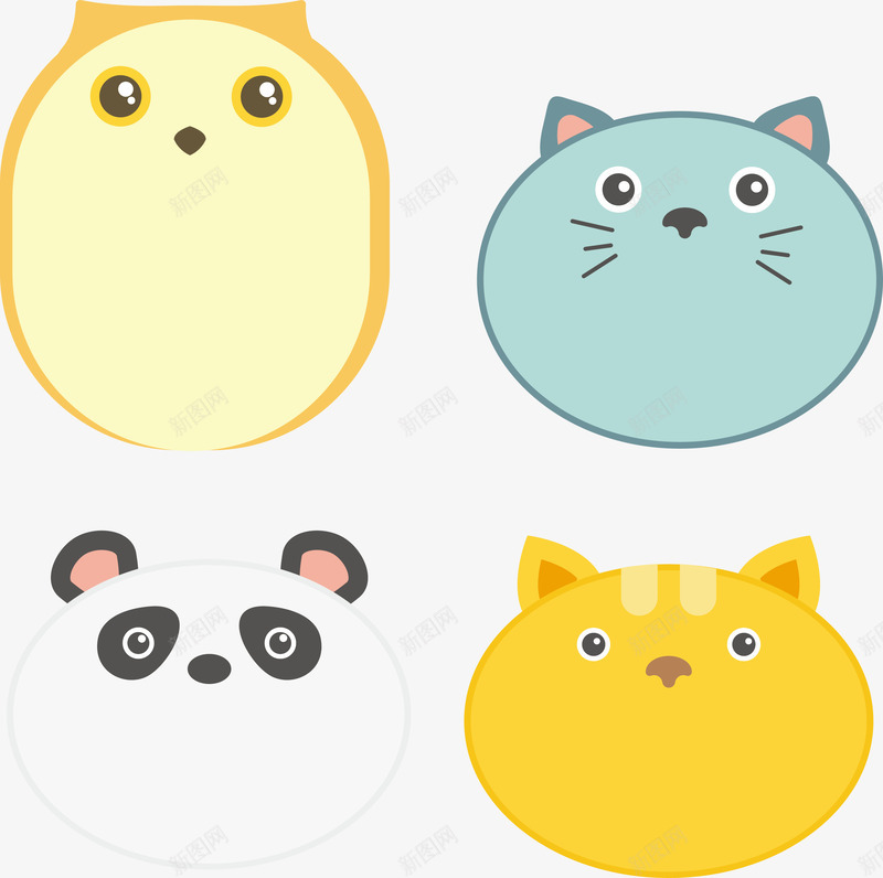 动物头像矢量图ai免抠素材_88icon https://88icon.com 头像 小熊扇子 熊猫 猫咪 猫头鹰 矢量图