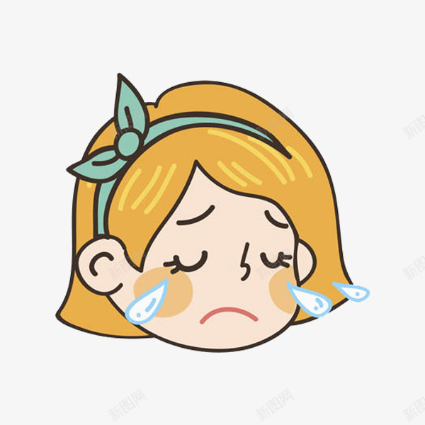流泪的女孩png免抠素材_88icon https://88icon.com 卡通 发卡 头像 插图 流泪的 蝴蝶结 黄色的
