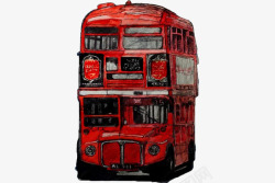 现代bus英伦风格近现代巴士红色psd高清图片