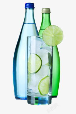 透明解渴柠檬片苏打水塑料瓶饮用素材