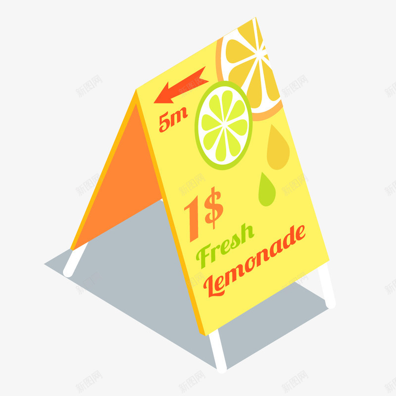 黄色牌子上的柠檬片png免抠素材_88icon https://88icon.com 动漫动画 卡通手绘 广告牌 柠檬片 装饰图 食物 饮料