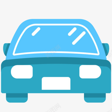 蓝色圆角汽车元素矢量图图标图标
