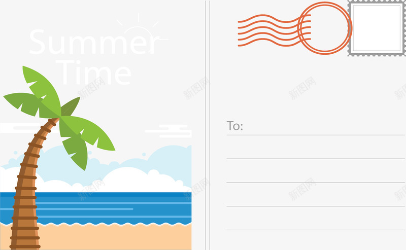 夏日海边旅游明信片矢量图ai_88icon https://88icon.com 夏日旅游 旅游季 旅游明信片 明信片 海边旅游 矢量png 矢量图