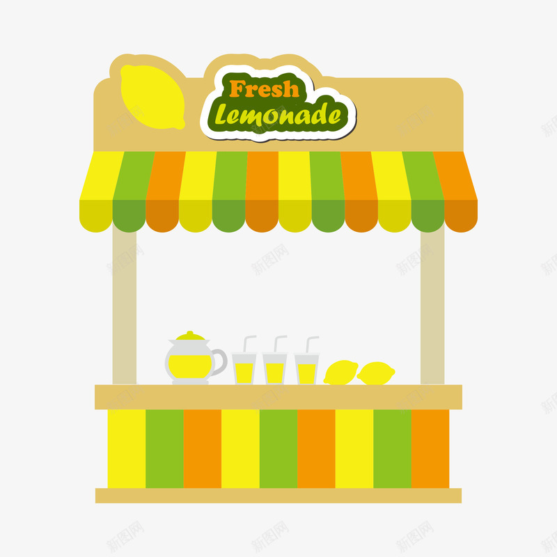 彩色的果汁店png免抠素材_88icon https://88icon.com 彩色 果汁店 果汁店卡通 柠檬汁