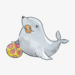 卡通水彩海豚宝宝矢量图素材