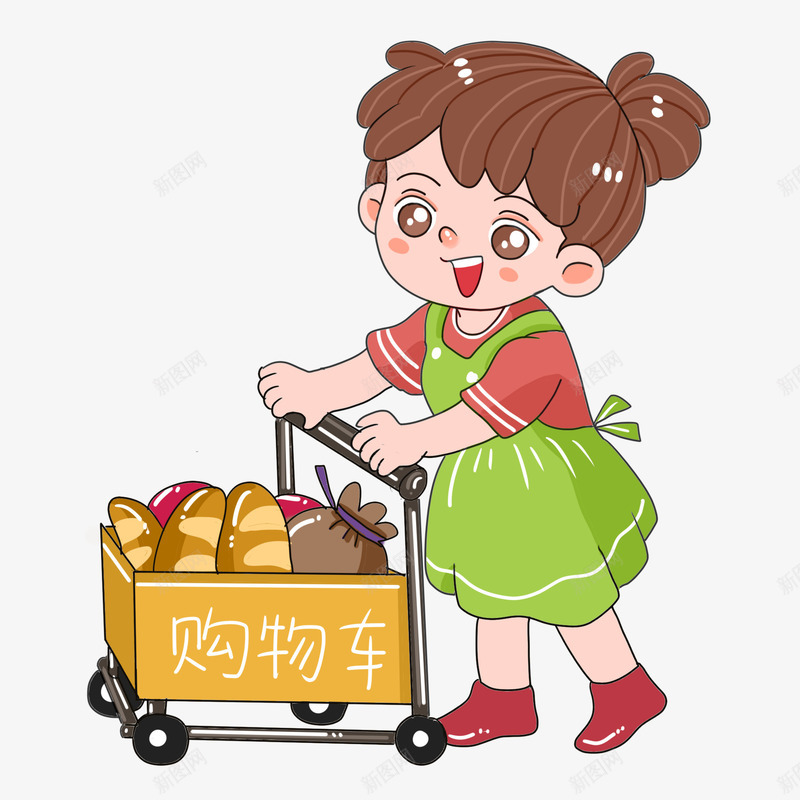 手绘小女孩购物元素png免抠素材_88icon https://88icon.com 元素 免扣 女孩 购物