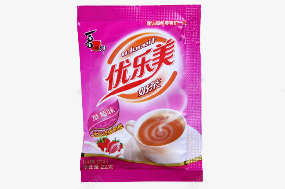 产品实物香水袋装草莓味优乐美奶茶图标图标