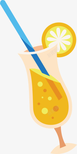 水彩柠檬饮料矢量图素材