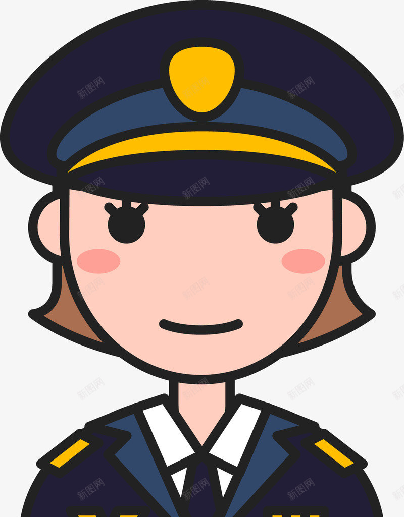 手绘警察头像元素矢量图eps免抠素材_88icon https://88icon.com 头像元素 手绘头像 矢量头像 警察头像 矢量图