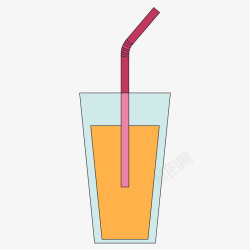 橙汁水杯吸管饮料高清图片