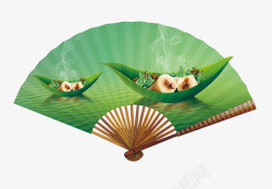绿色端午节粽子扇子素材