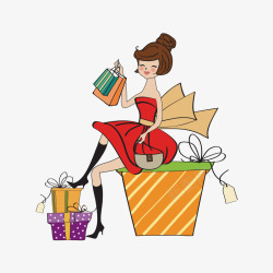 卡通手绘女孩矢量图素材