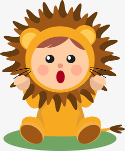 可爱打扮狮子的婴儿素材